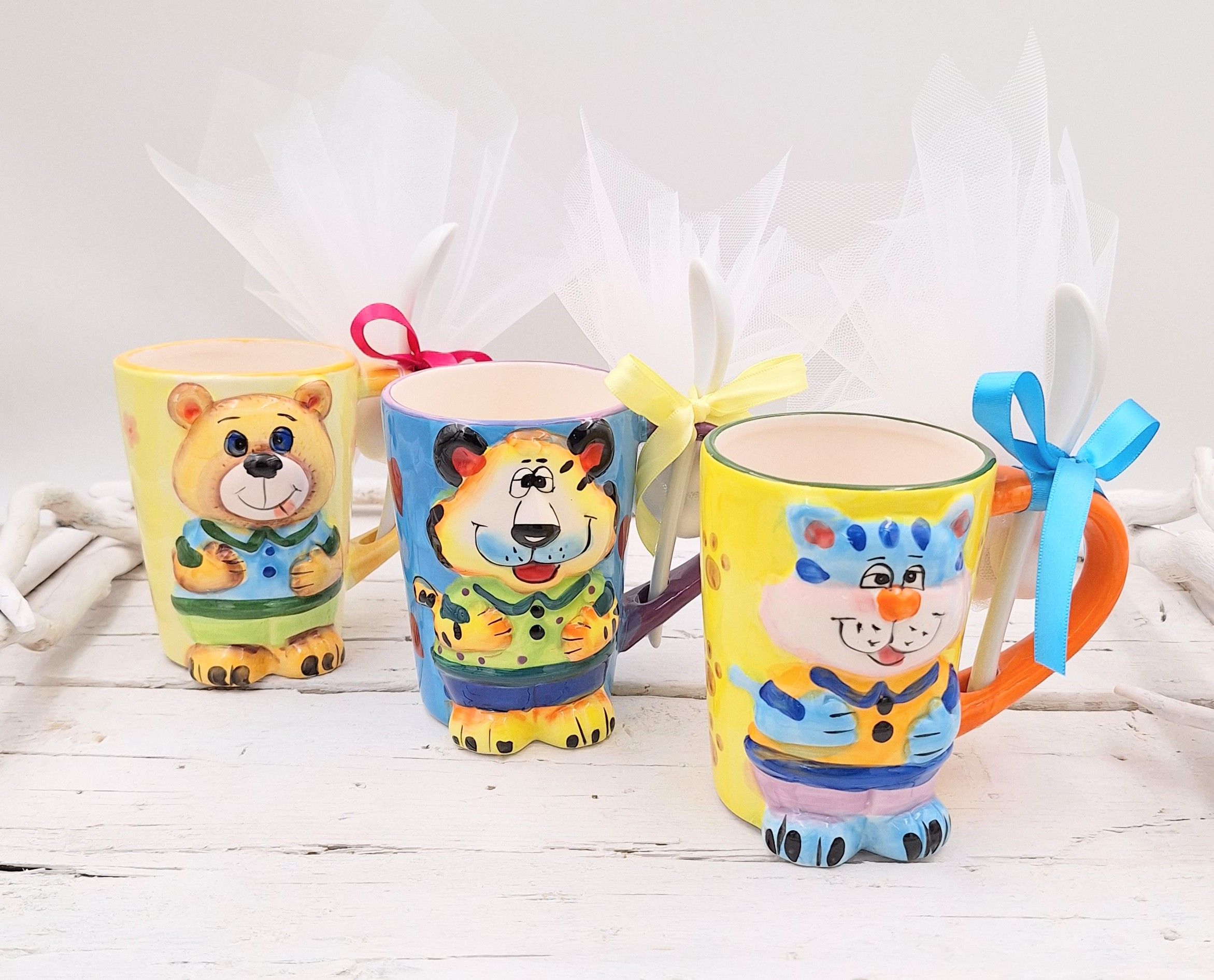 Μπομπονιέρα πορσελάνινη κούπα ζωάκια