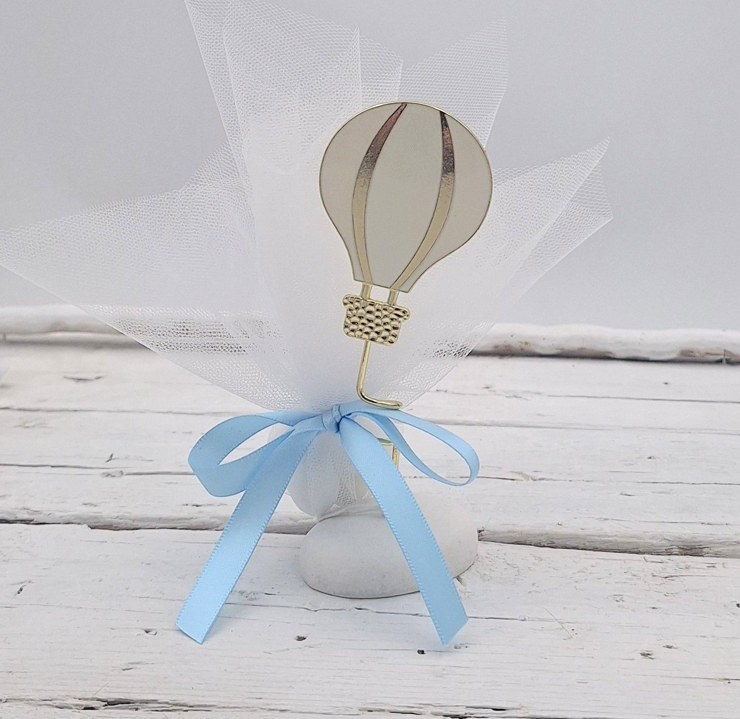 Μπομπονιέρα βότσαλο με αερόστατο