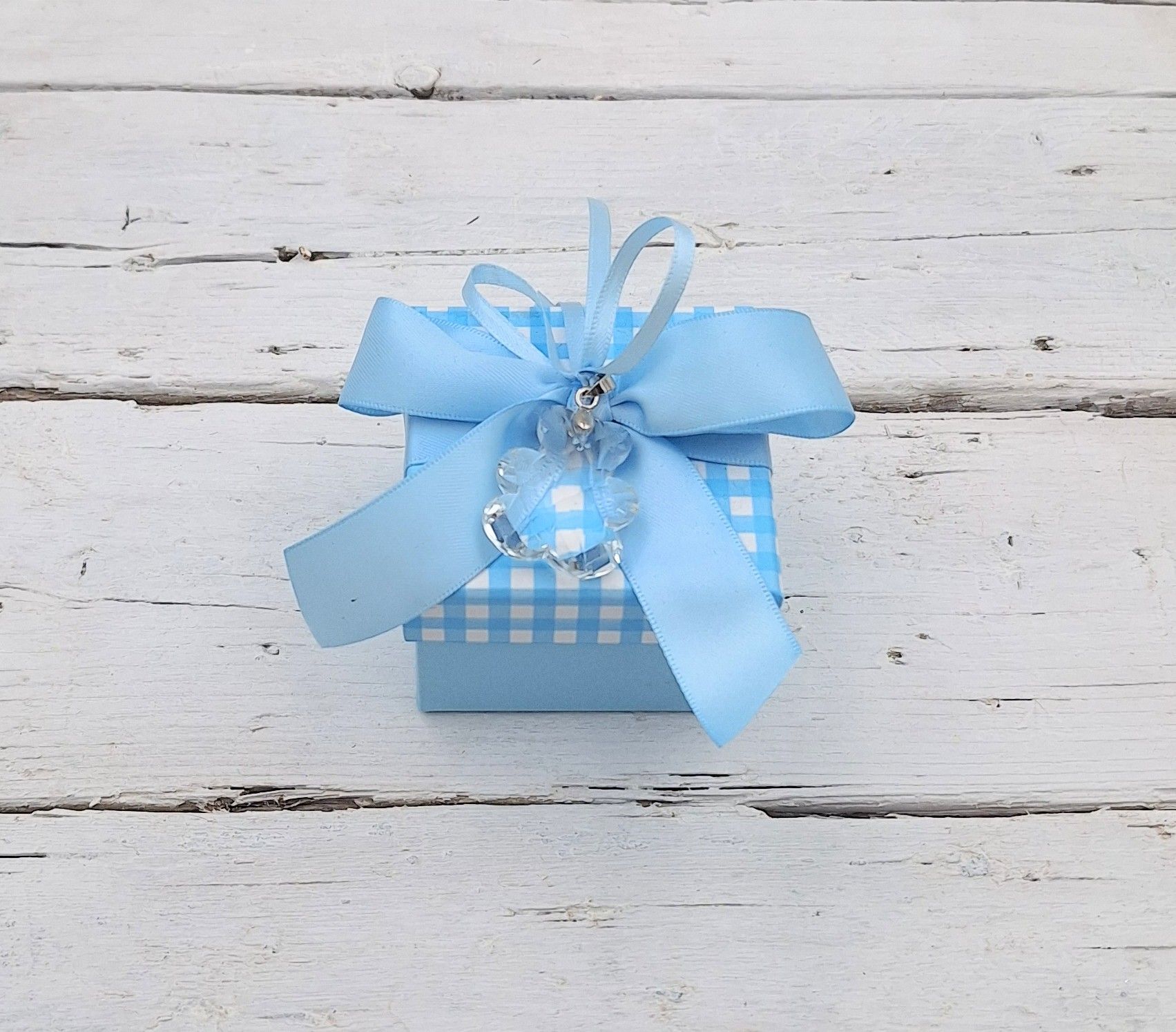 Μπομπονιέρα κουτάκι χάρτινο με αρκουδάκι κρυσταλλάκι