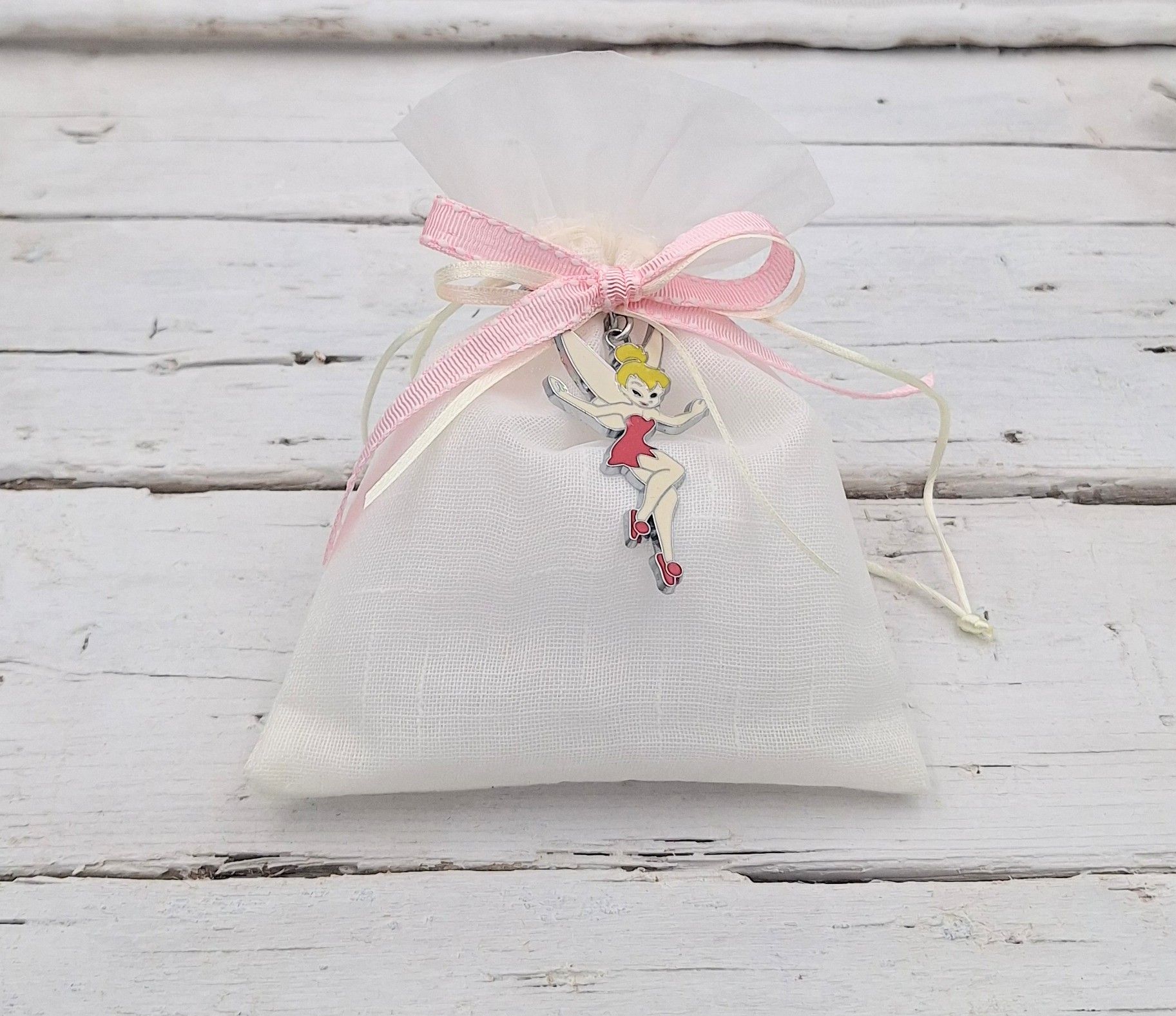 Μπομπονιέρα πουγκί με μπρελόκ νεράιδα